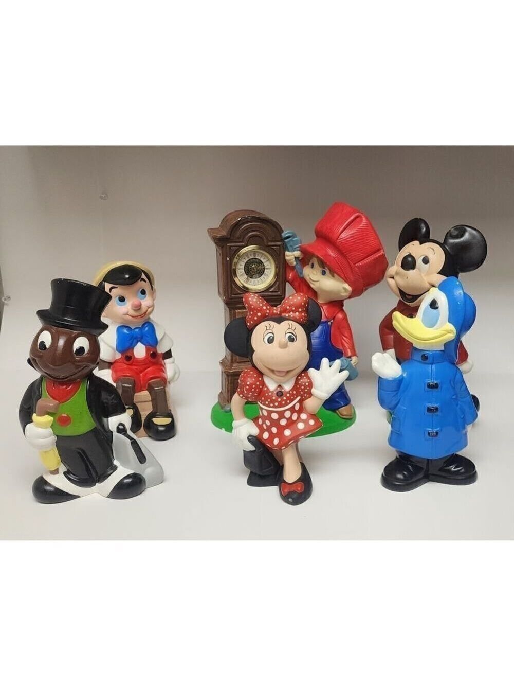 Walt Disney Production 6 RARE Vintage Mickey & Minnie Mouse Ceramic Figurines